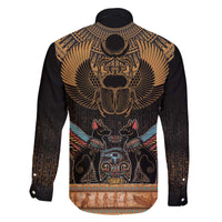 The Scarab Beetle Family Matching Off The Shoulder Long Sleeve Dress and Hawaiian Shirt Egyptian Hieroglyphs Alphabet