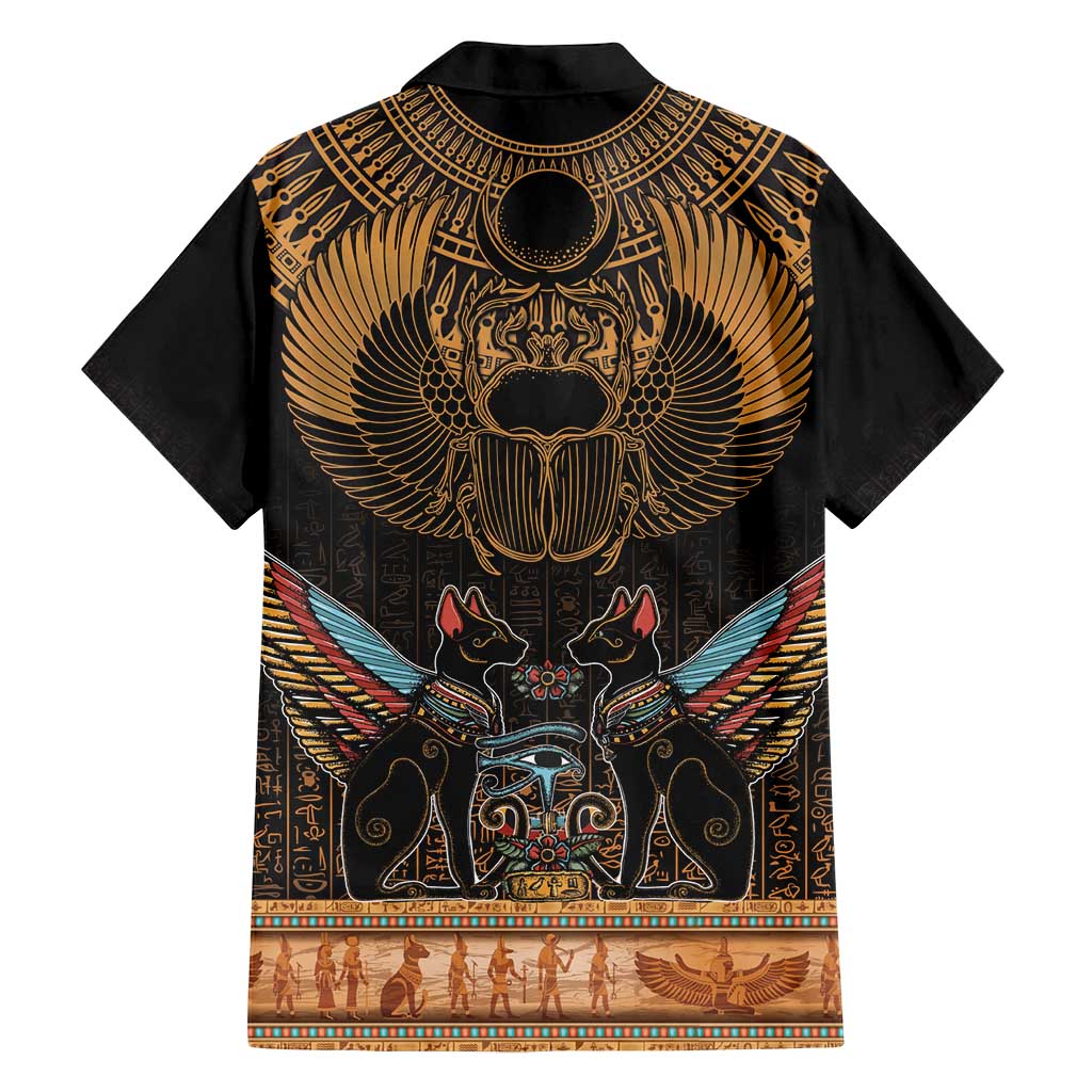 The Scarab Beetle Family Matching Off Shoulder Maxi Dress and Hawaiian Shirt Egyptian Hieroglyphs Alphabet