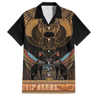 The Scarab Beetle Family Matching Off Shoulder Short Dress and Hawaiian Shirt Egyptian Hieroglyphs Alphabet