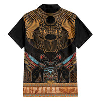 The Scarab Beetle Family Matching Short Sleeve Bodycon Dress and Hawaiian Shirt Egyptian Hieroglyphs Alphabet