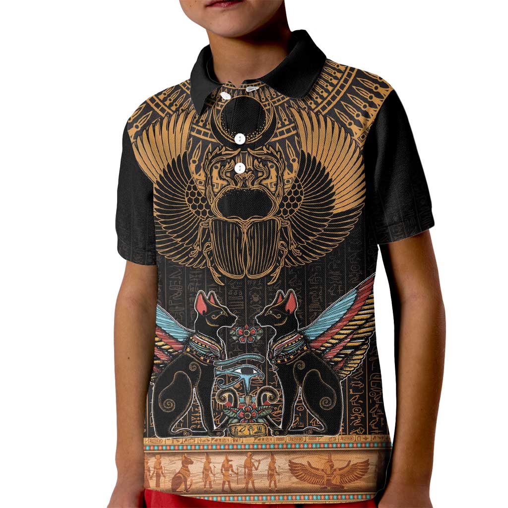 The Scarab Beetle Kid Polo Shirt Egyptian Hieroglyphs Alphabet