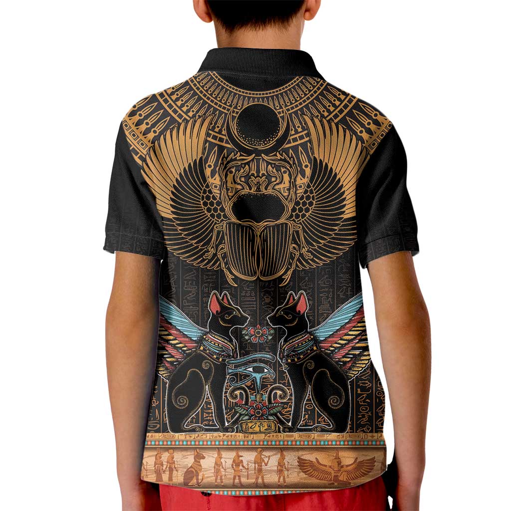 The Scarab Beetle Kid Polo Shirt Egyptian Hieroglyphs Alphabet