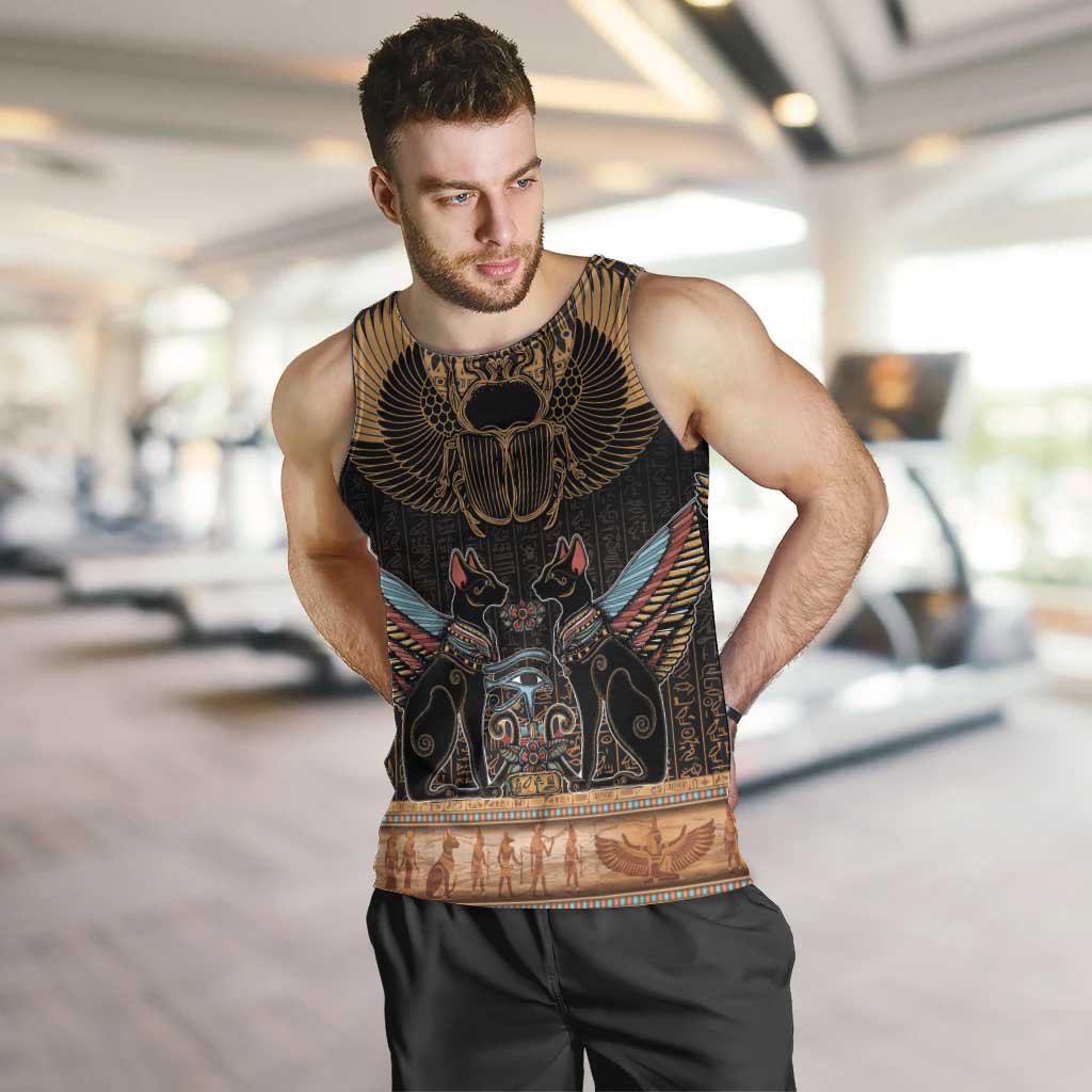 The Scarab Beetle Men Tank Top Egyptian Hieroglyphs Alphabet