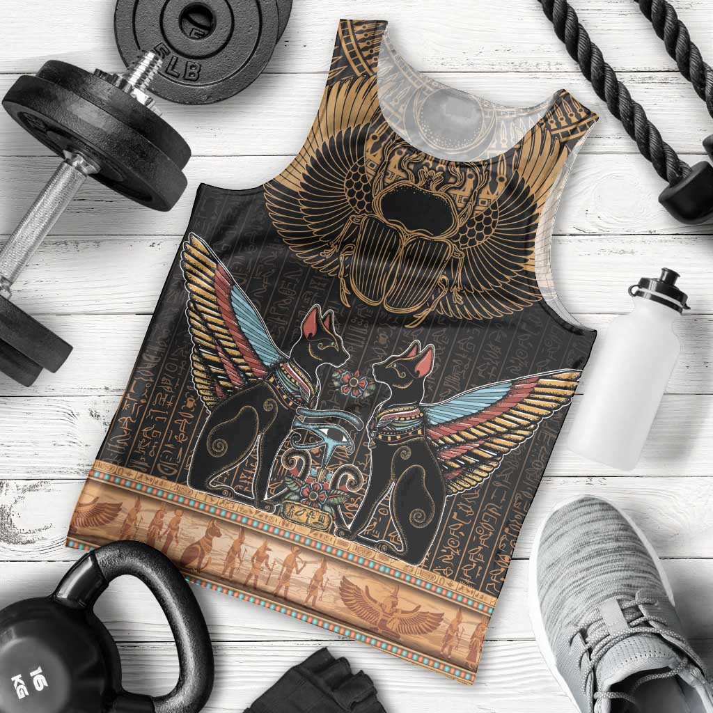 The Scarab Beetle Men Tank Top Egyptian Hieroglyphs Alphabet
