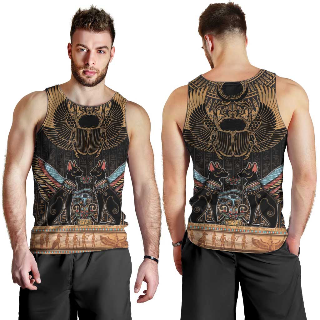 The Scarab Beetle Men Tank Top Egyptian Hieroglyphs Alphabet