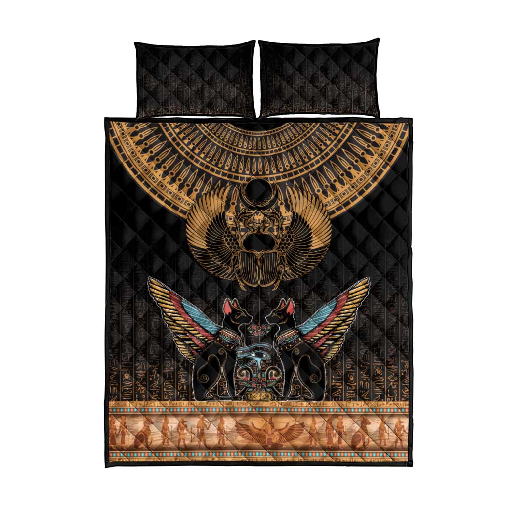 The Scarab Beetle Quilt Bed Set Egyptian Hieroglyphs Alphabet