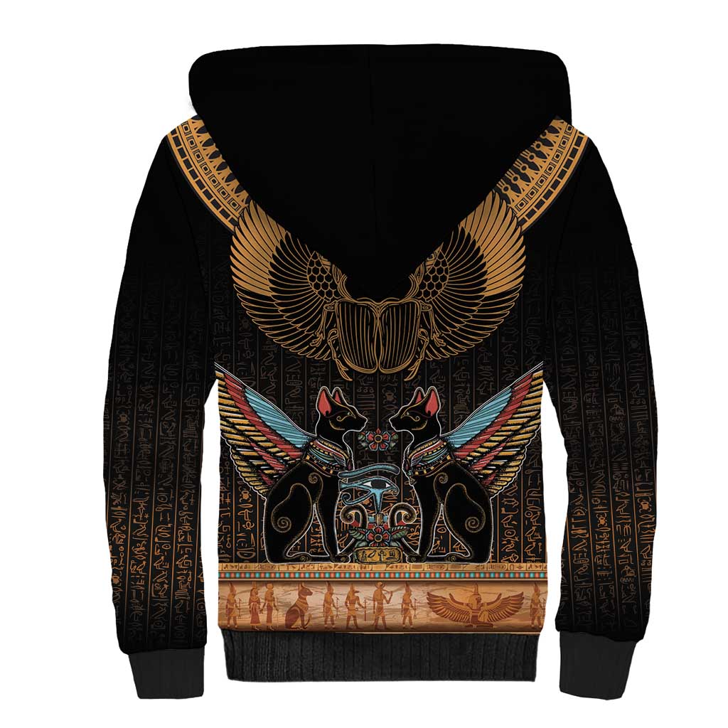 The Scarab Beetle Sherpa Hoodie Egyptian Hieroglyphs Alphabet
