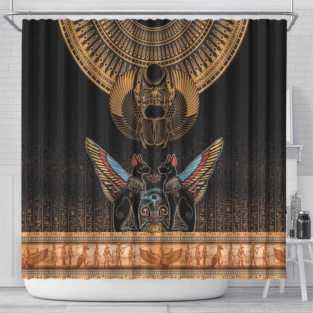 The Scarab Beetle Shower Curtain Egyptian Hieroglyphs Alphabet