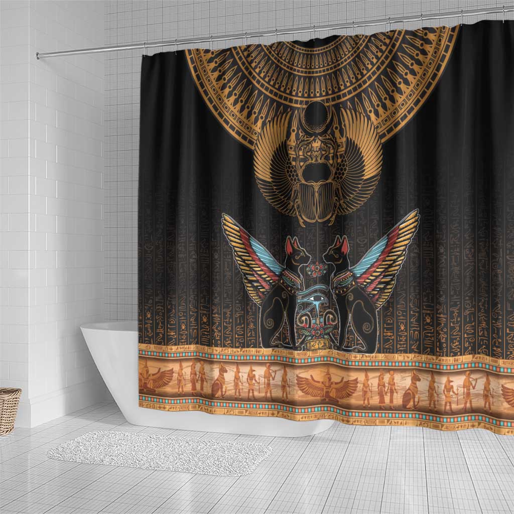 The Scarab Beetle Shower Curtain Egyptian Hieroglyphs Alphabet
