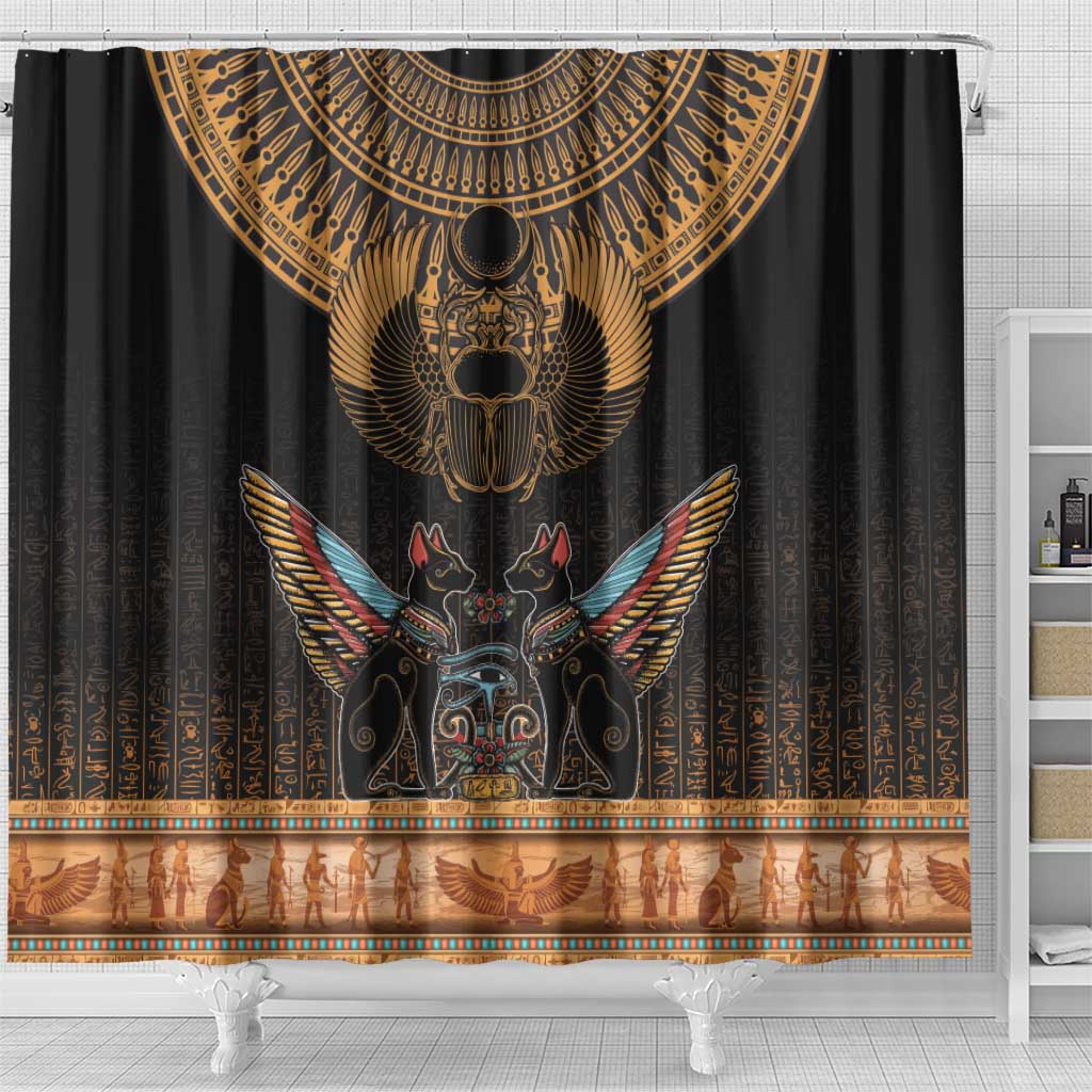 The Scarab Beetle Shower Curtain Egyptian Hieroglyphs Alphabet