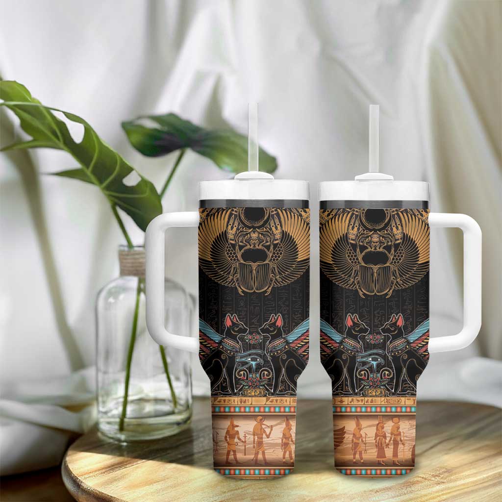 The Scarab Beetle Tumbler With Handle Egyptian Hieroglyphs Alphabet