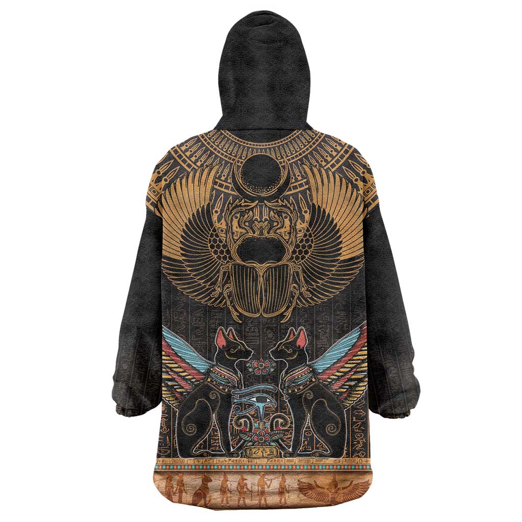 The Scarab Beetle Wearable Blanket Hoodie Egyptian Hieroglyphs Alphabet