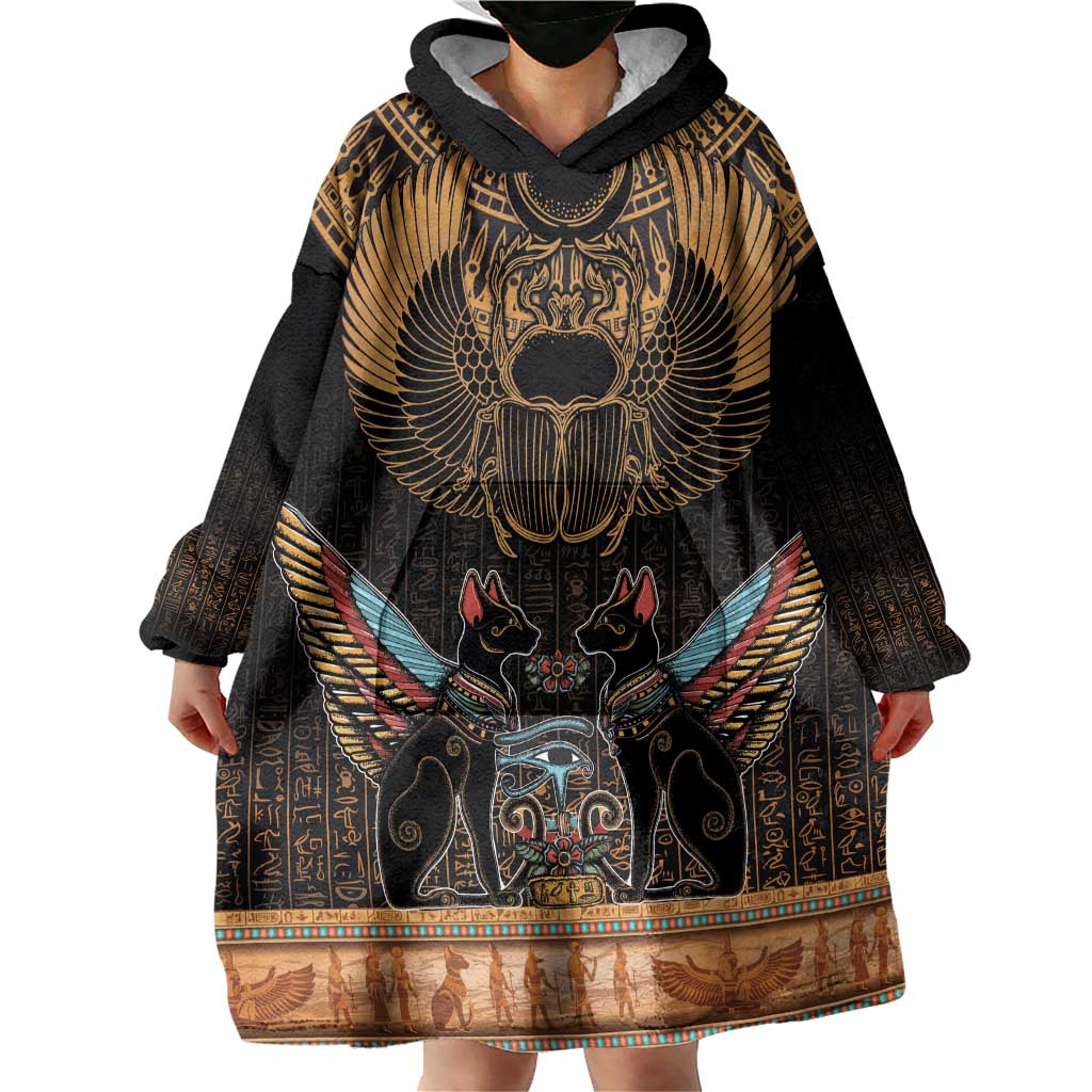 The Scarab Beetle Wearable Blanket Hoodie Egyptian Hieroglyphs Alphabet