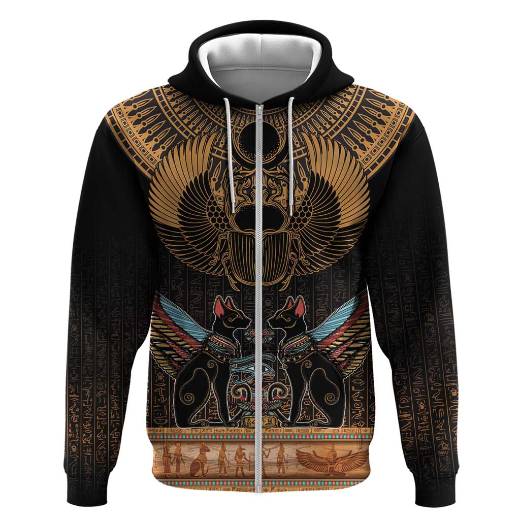 The Scarab Beetle Zip Hoodie Egyptian Hieroglyphs Alphabet