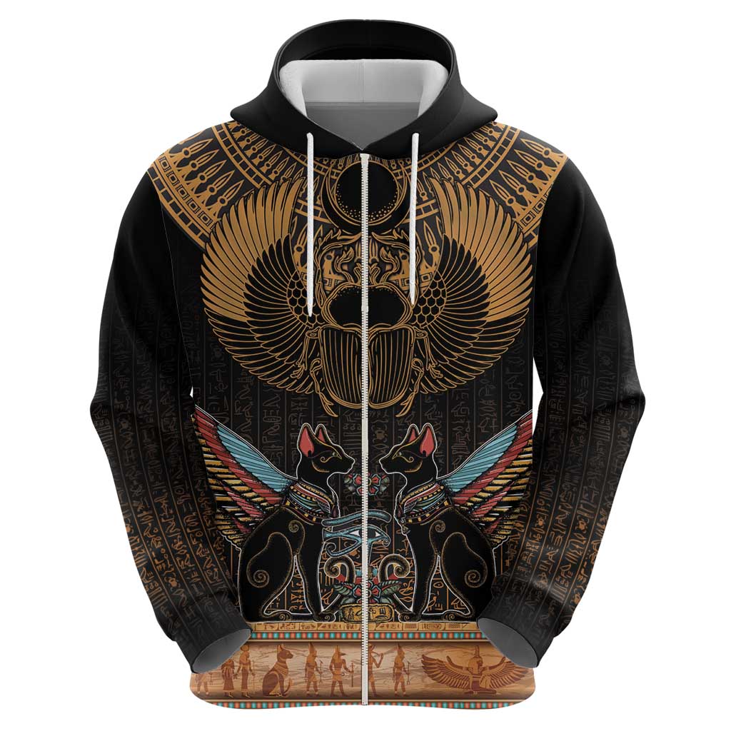 The Scarab Beetle Zip Hoodie Egyptian Hieroglyphs Alphabet
