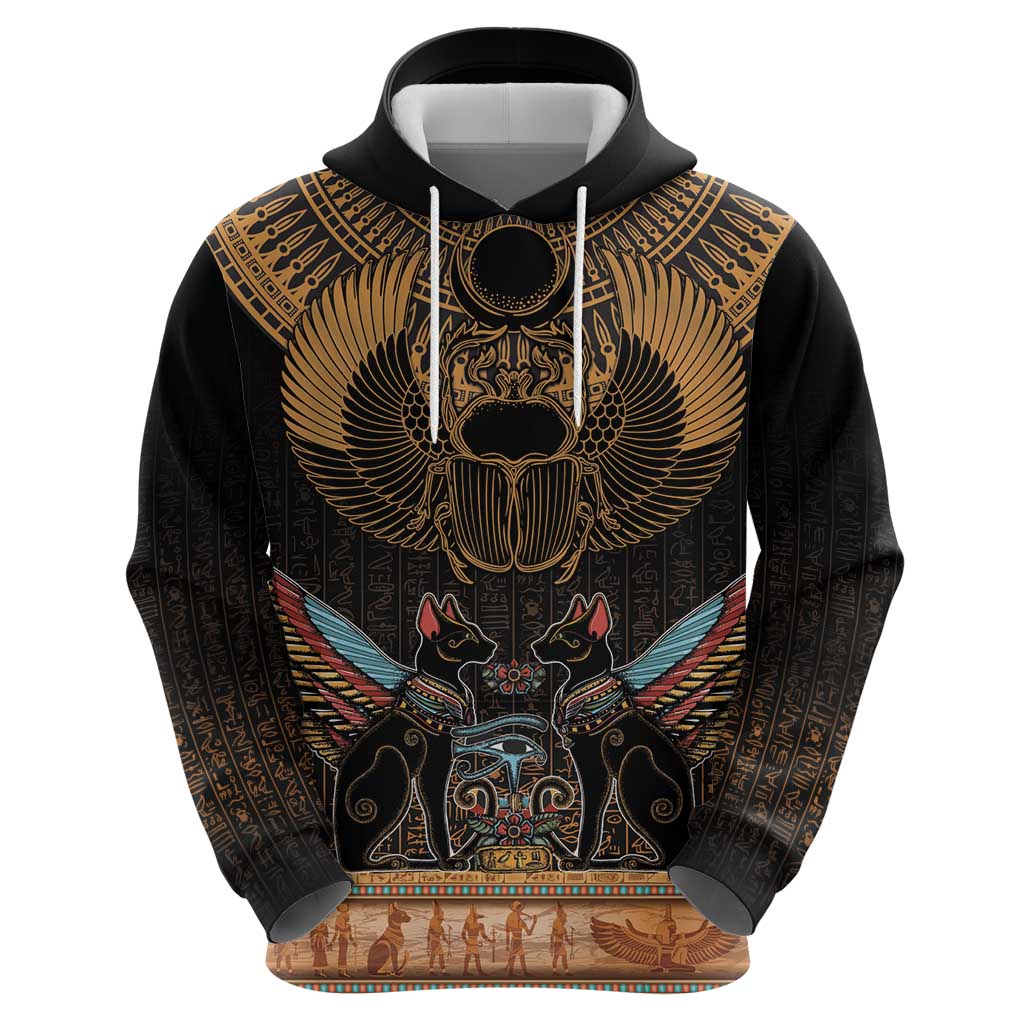 The Scarab Beetle Zip Hoodie Egyptian Hieroglyphs Alphabet