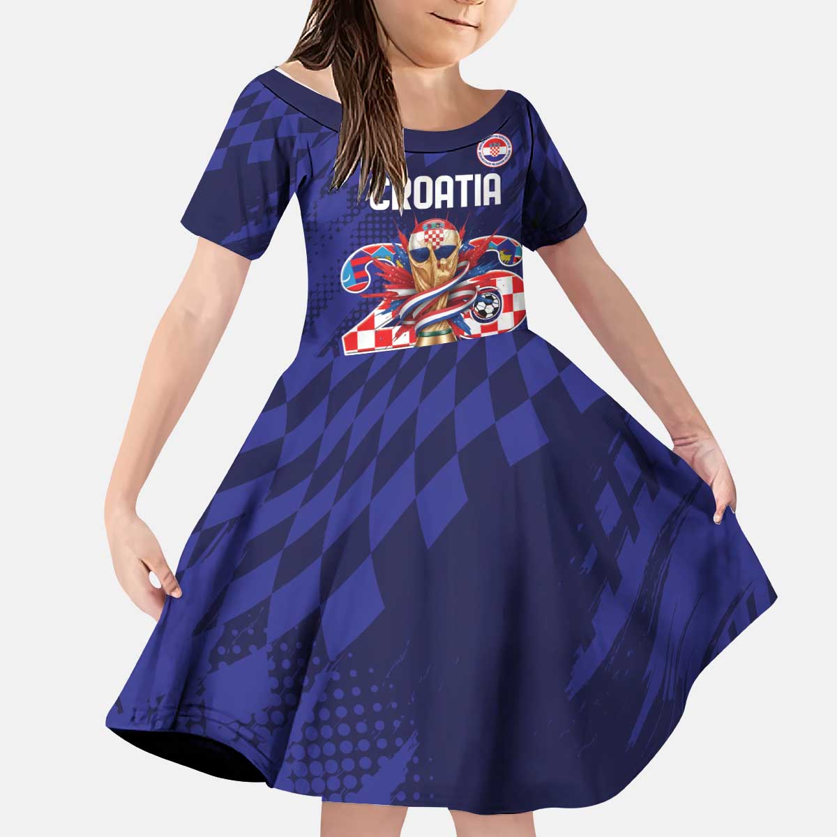 World Football Croatia 2026 Personalized Kid Short Sleeve Dress Mala Zemlja Veliki Snovi