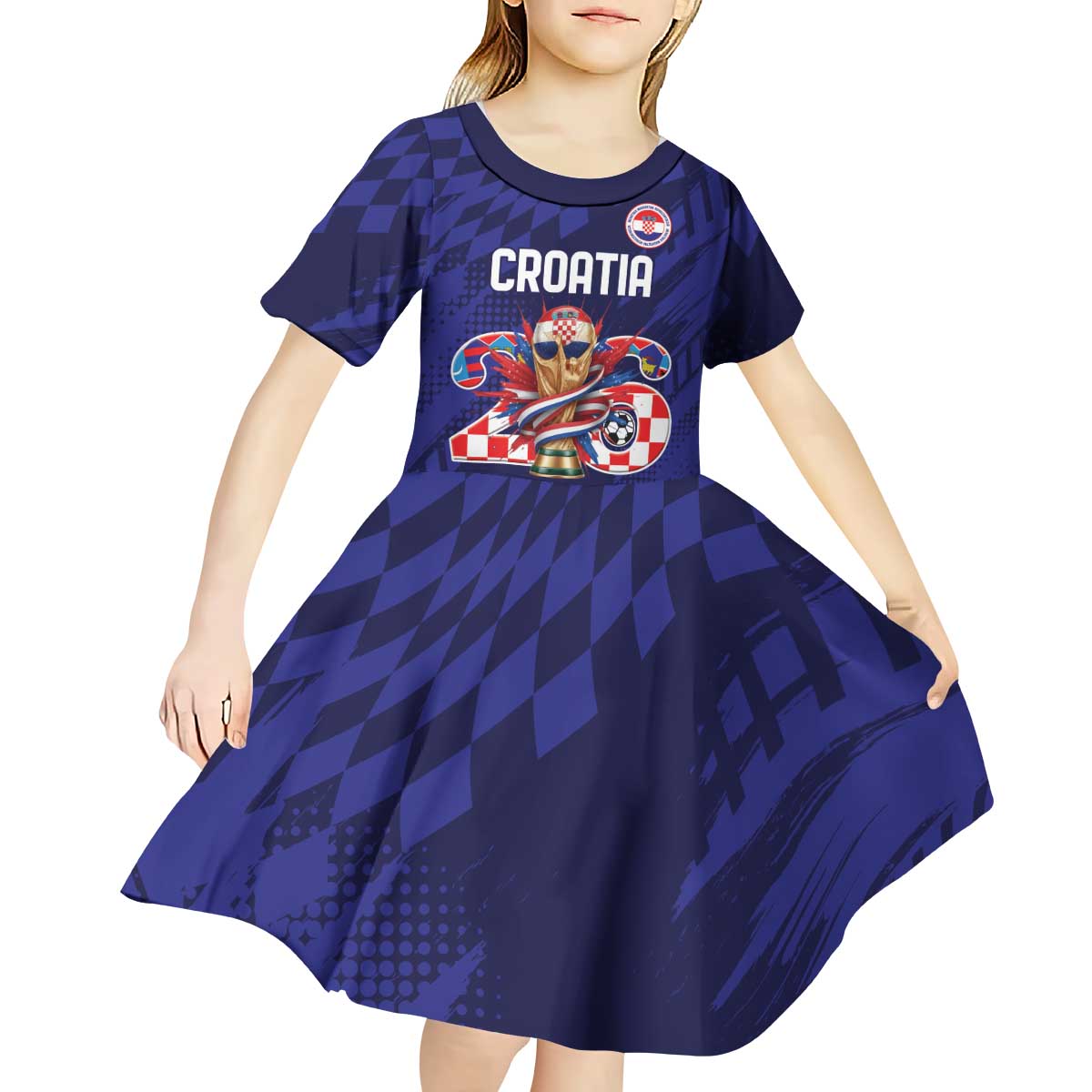 World Football Croatia 2026 Personalized Kid Short Sleeve Dress Mala Zemlja Veliki Snovi