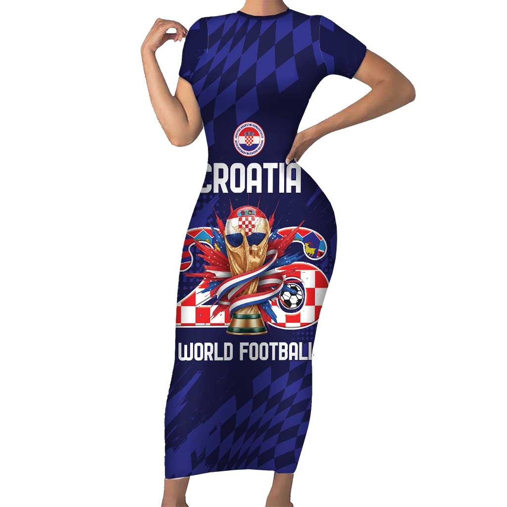World Football Croatia 2026 Personalized Short Sleeve Bodycon Dress Mala Zemlja Veliki Snovi