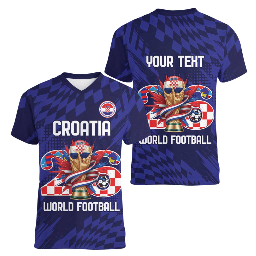 World Football Croatia 2026 Personalized Women V-Neck T-Shirt Mala Zemlja Veliki Snovi