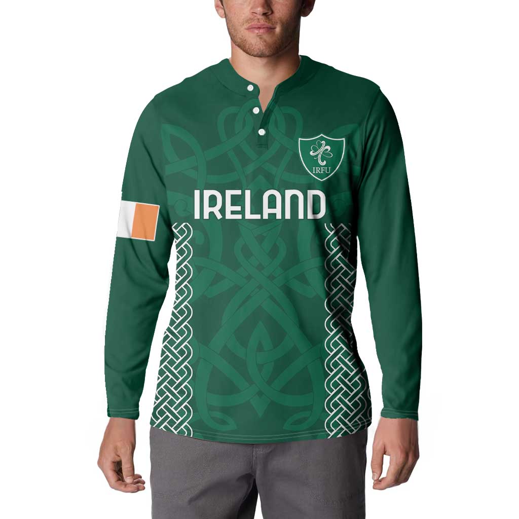 Custom Ireland Rugby Button Sweatshirt Come On Shamrock
