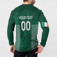 Custom Ireland Rugby Button Sweatshirt Come On Shamrock