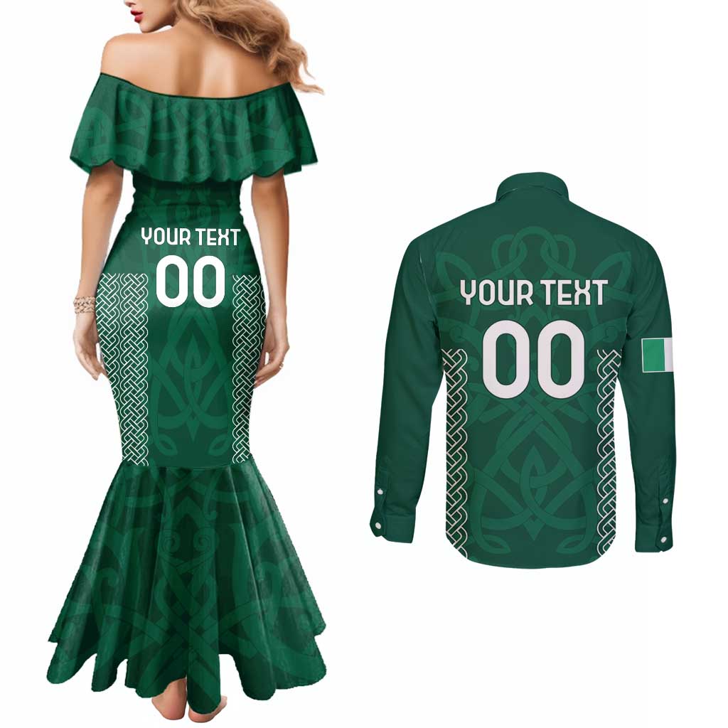 Custom Ireland Rugby Couples Matching Mermaid Dress and Long Sleeve Button Shirt Come On Shamrock