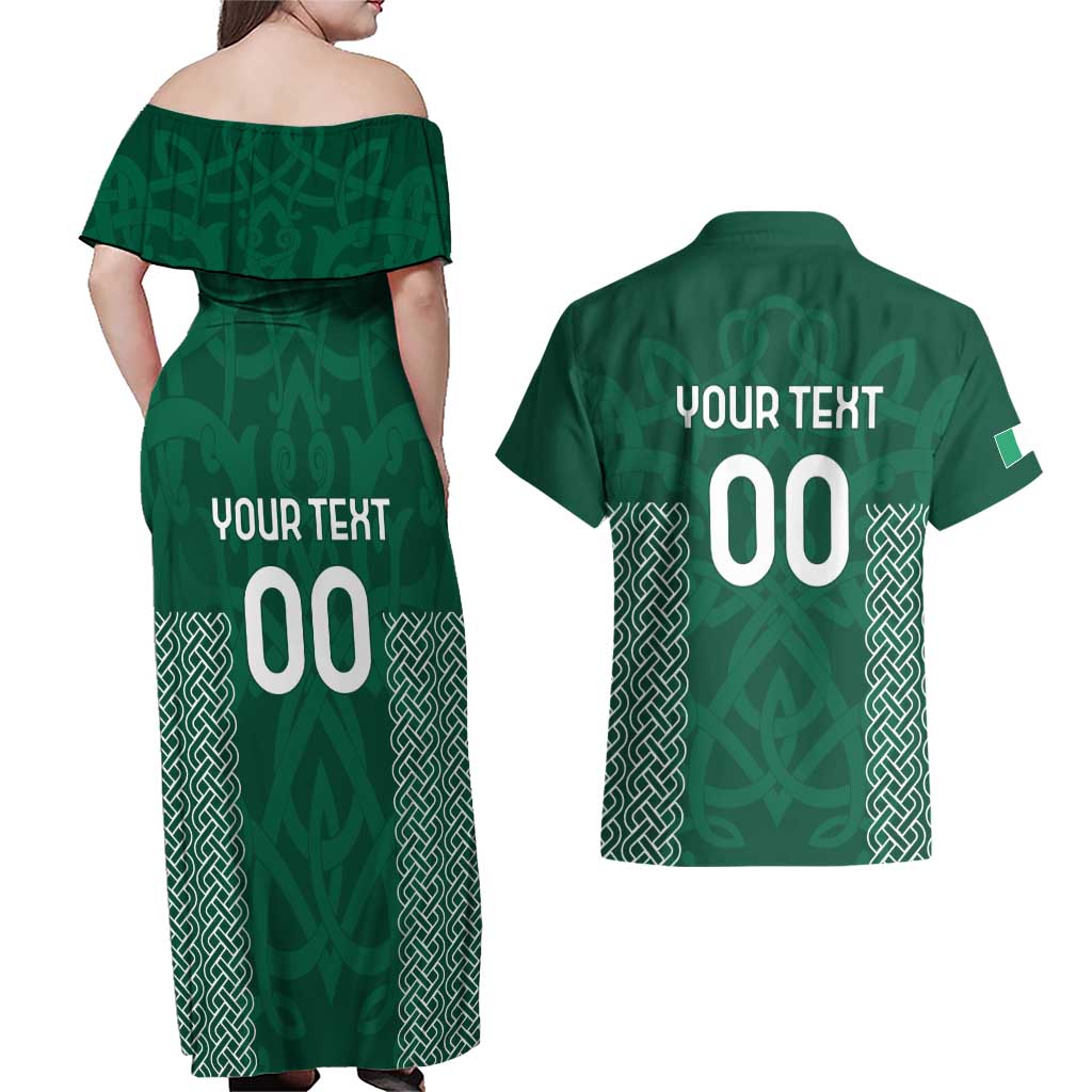 Custom Ireland Rugby Couples Matching Off Shoulder Maxi Dress and Hawaiian Shirt Come On Shamrock
