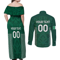 Custom Ireland Rugby Couples Matching Off Shoulder Maxi Dress and Long Sleeve Button Shirt Come On Shamrock