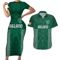 Custom Ireland Rugby Couples Matching Short Sleeve Bodycon Dress and Hawaiian Shirt Come On Shamrock