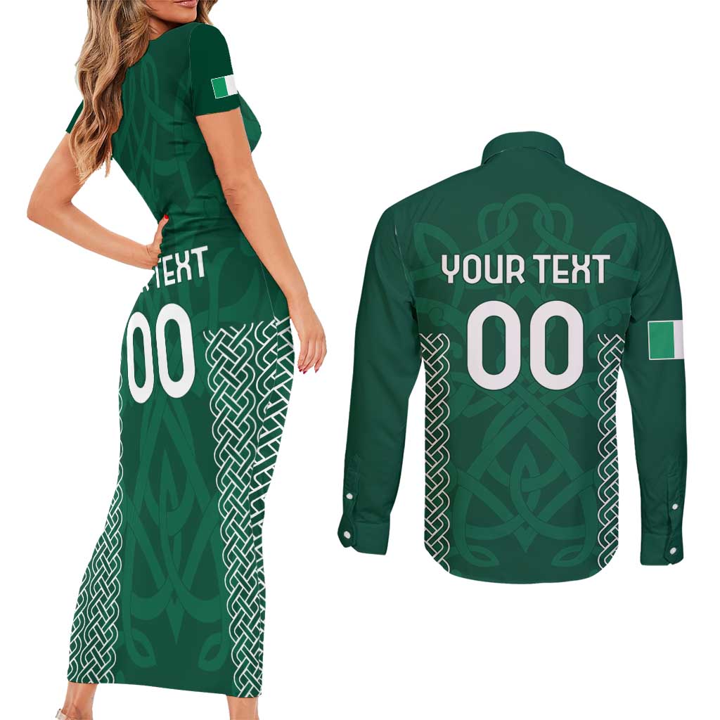 Custom Ireland Rugby Couples Matching Short Sleeve Bodycon Dress and Long Sleeve Button Shirt Come On Shamrock