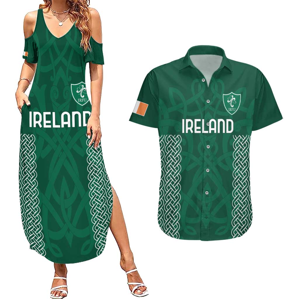 Custom Ireland Rugby Couples Matching Summer Maxi Dress and Hawaiian Shirt Come On Shamrock