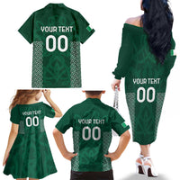 Custom Ireland Rugby Family Matching Off The Shoulder Long Sleeve Dress and Hawaiian Shirt Come On Shamrock