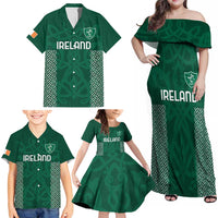 Custom Ireland Rugby Family Matching Off Shoulder Maxi Dress and Hawaiian Shirt Come On Shamrock