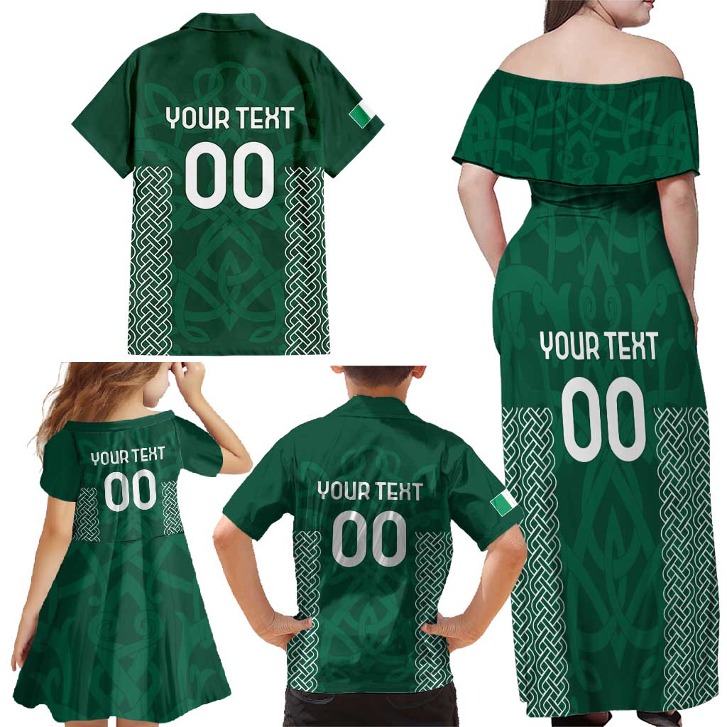 Custom Ireland Rugby Family Matching Off Shoulder Maxi Dress and Hawaiian Shirt Come On Shamrock