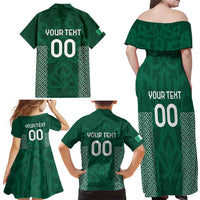 Custom Ireland Rugby Family Matching Off Shoulder Maxi Dress and Hawaiian Shirt Come On Shamrock