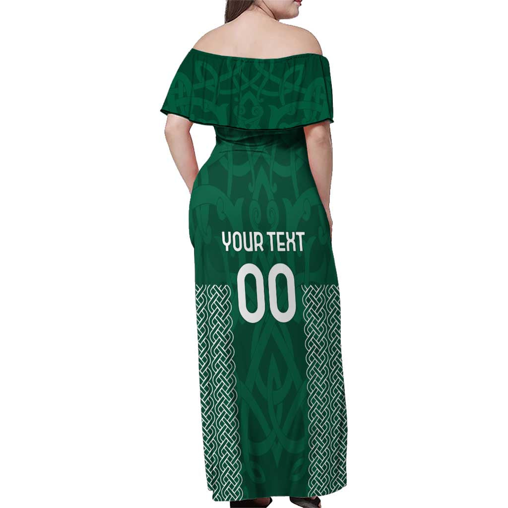 Custom Ireland Rugby Family Matching Off Shoulder Maxi Dress and Hawaiian Shirt Come On Shamrock