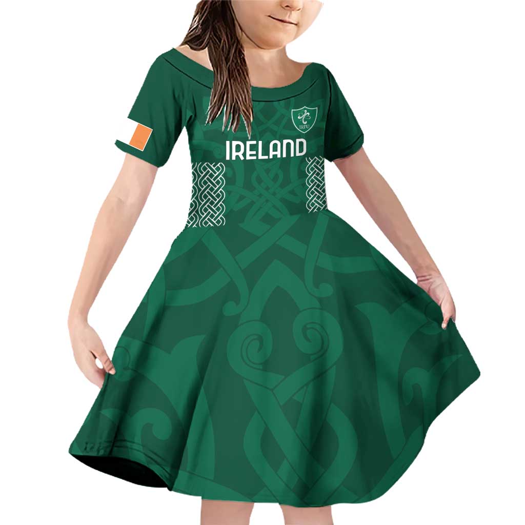 Custom Ireland Rugby Family Matching Off Shoulder Short Dress and Hawaiian Shirt Come On Shamrock