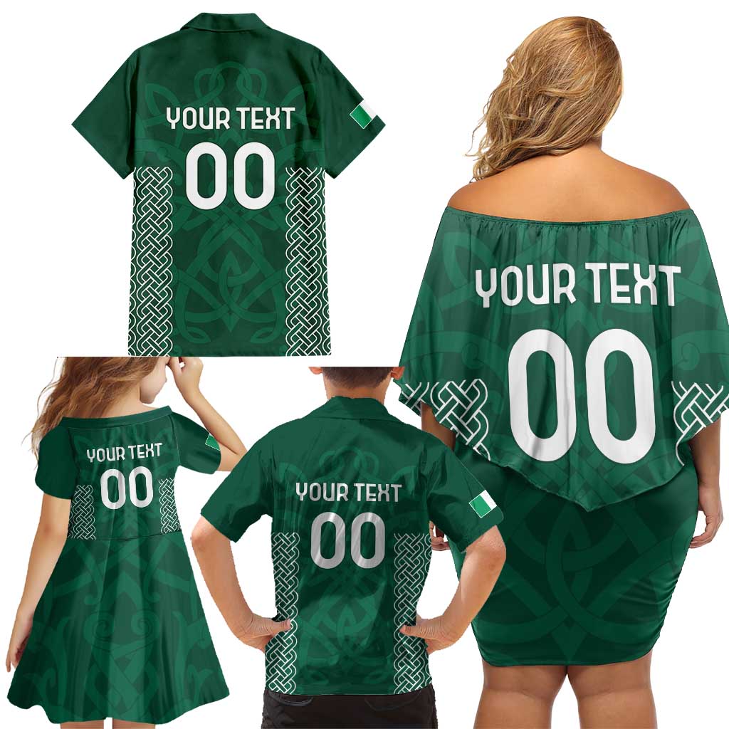 Custom Ireland Rugby Family Matching Off Shoulder Short Dress and Hawaiian Shirt Come On Shamrock