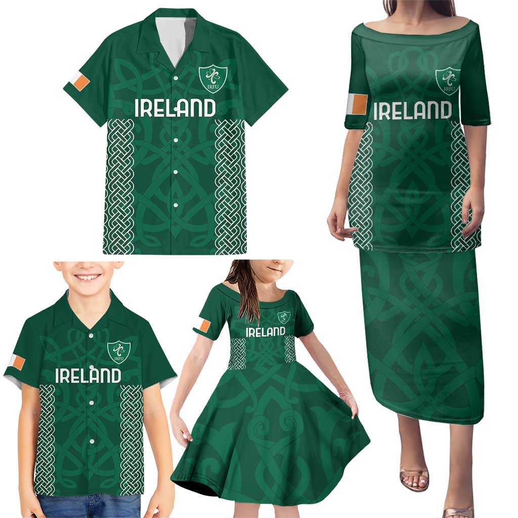 Custom Ireland Rugby Family Matching Puletasi and Hawaiian Shirt Come On Shamrock