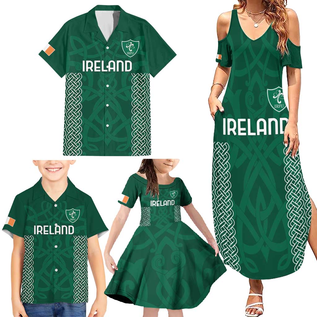 Custom Ireland Rugby Family Matching Summer Maxi Dress and Hawaiian Shirt Come On Shamrock