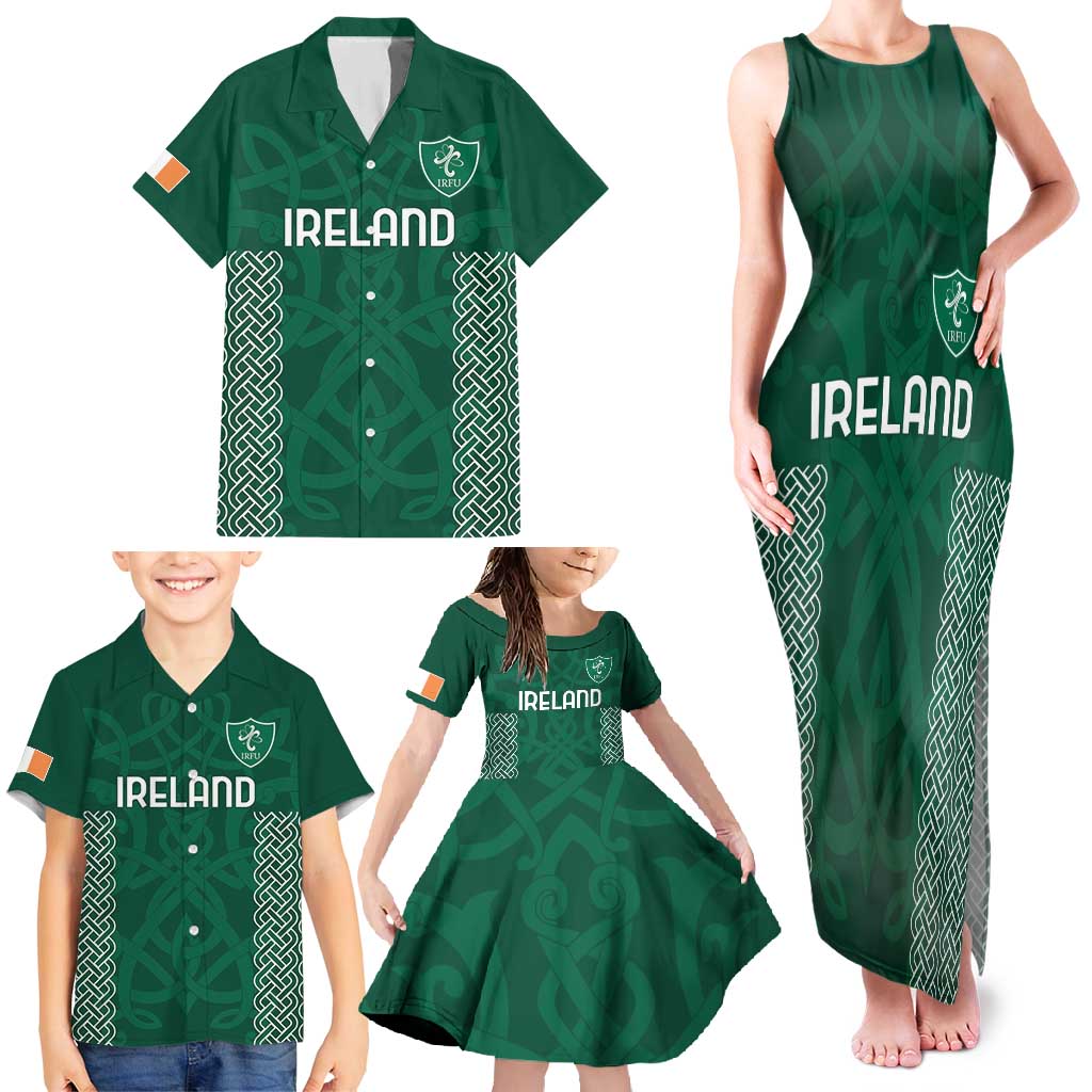 Custom Ireland Rugby Family Matching Tank Maxi Dress and Hawaiian Shirt Come On Shamrock