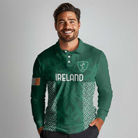Custom Ireland Rugby Long Sleeve Polo Shirt Come On Shamrock