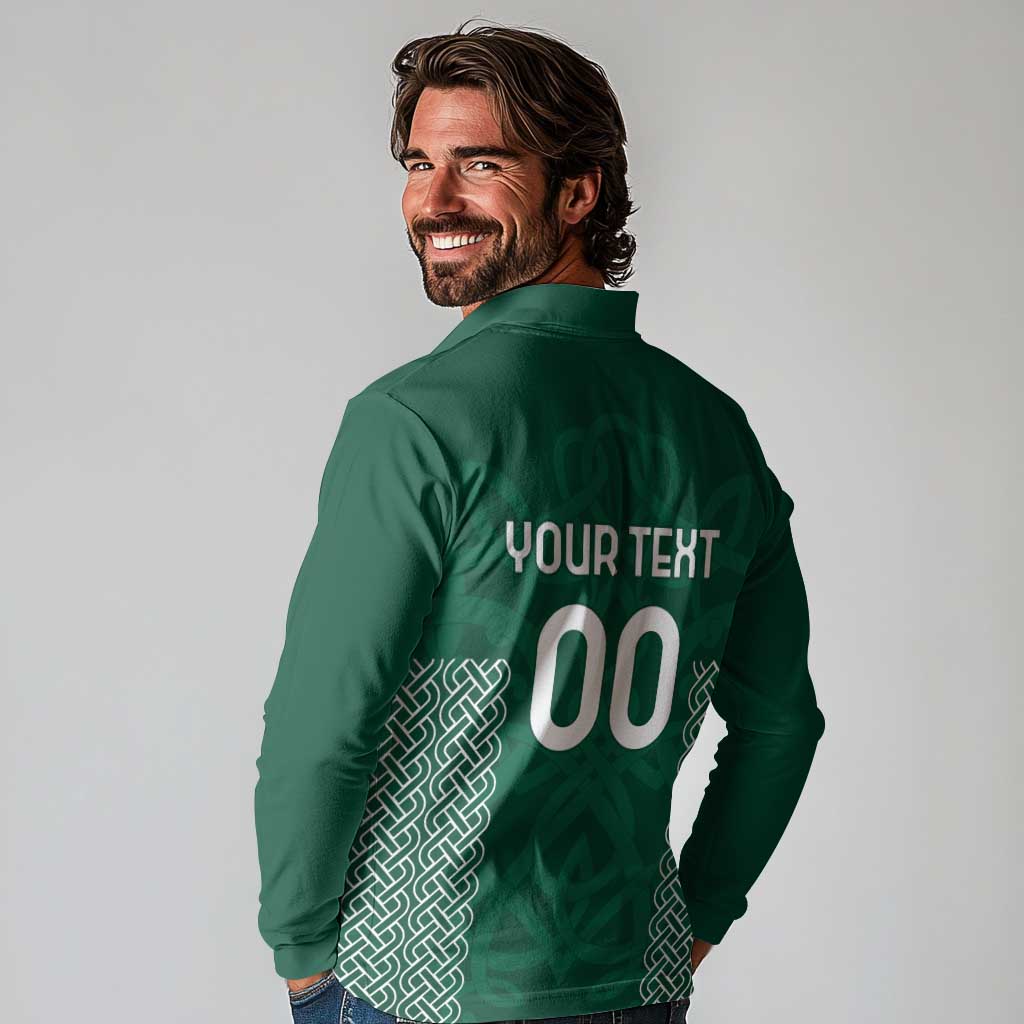 Custom Ireland Rugby Long Sleeve Polo Shirt Come On Shamrock