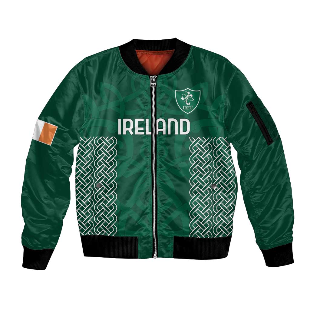 Custom Ireland Rugby Sleeve Zip Bomber Jacket Come On Shamrock