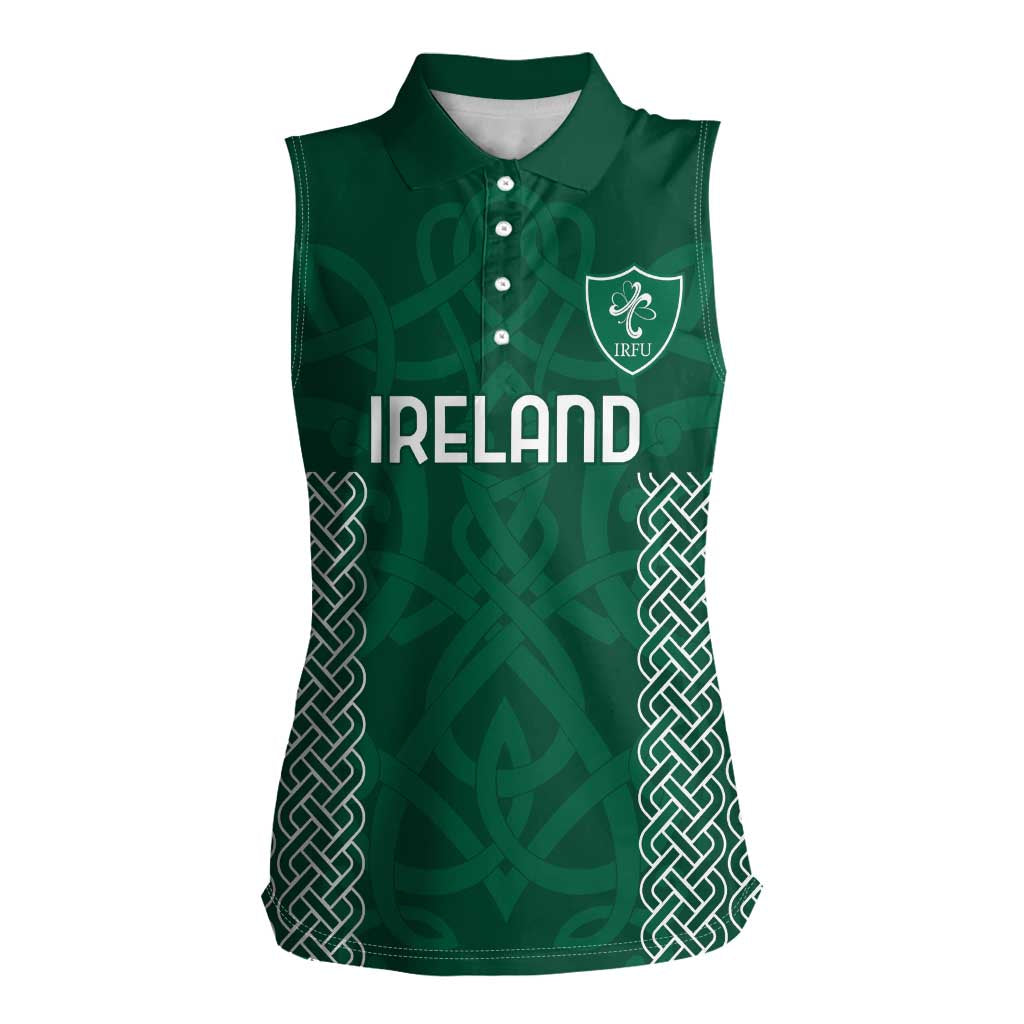 Custom Ireland Rugby Women Sleeveless Polo Shirt Come On Shamrock