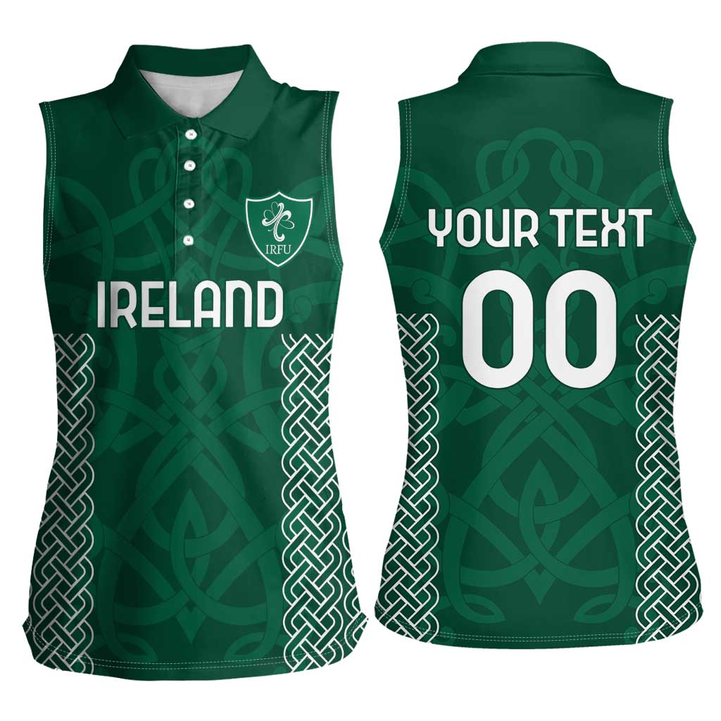 Custom Ireland Rugby Women Sleeveless Polo Shirt Come On Shamrock