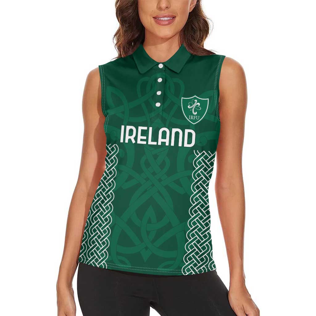 Custom Ireland Rugby Women Sleeveless Polo Shirt Come On Shamrock