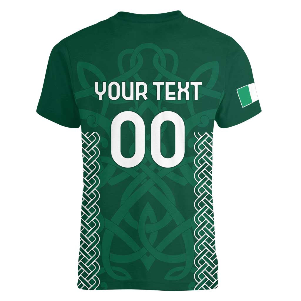 Custom Ireland Rugby Women V-Neck T-Shirt Come On Shamrock