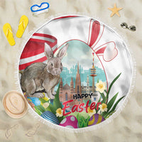 Happy Easter Austria Beach Blanket Easter Eggs With St. Stephen's Cathedral